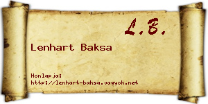 Lenhart Baksa névjegykártya